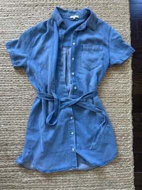 Zsupply Chambray Shirt Dress with Waist Tie
